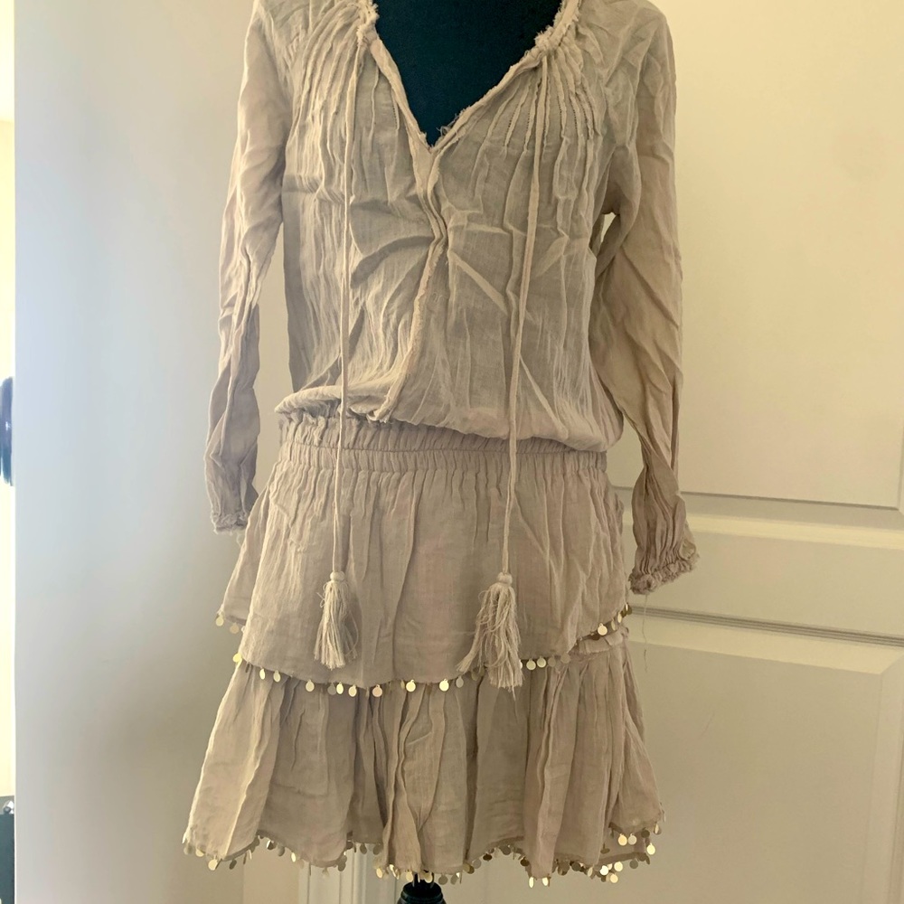 LoveShackFancy grey tassel dress